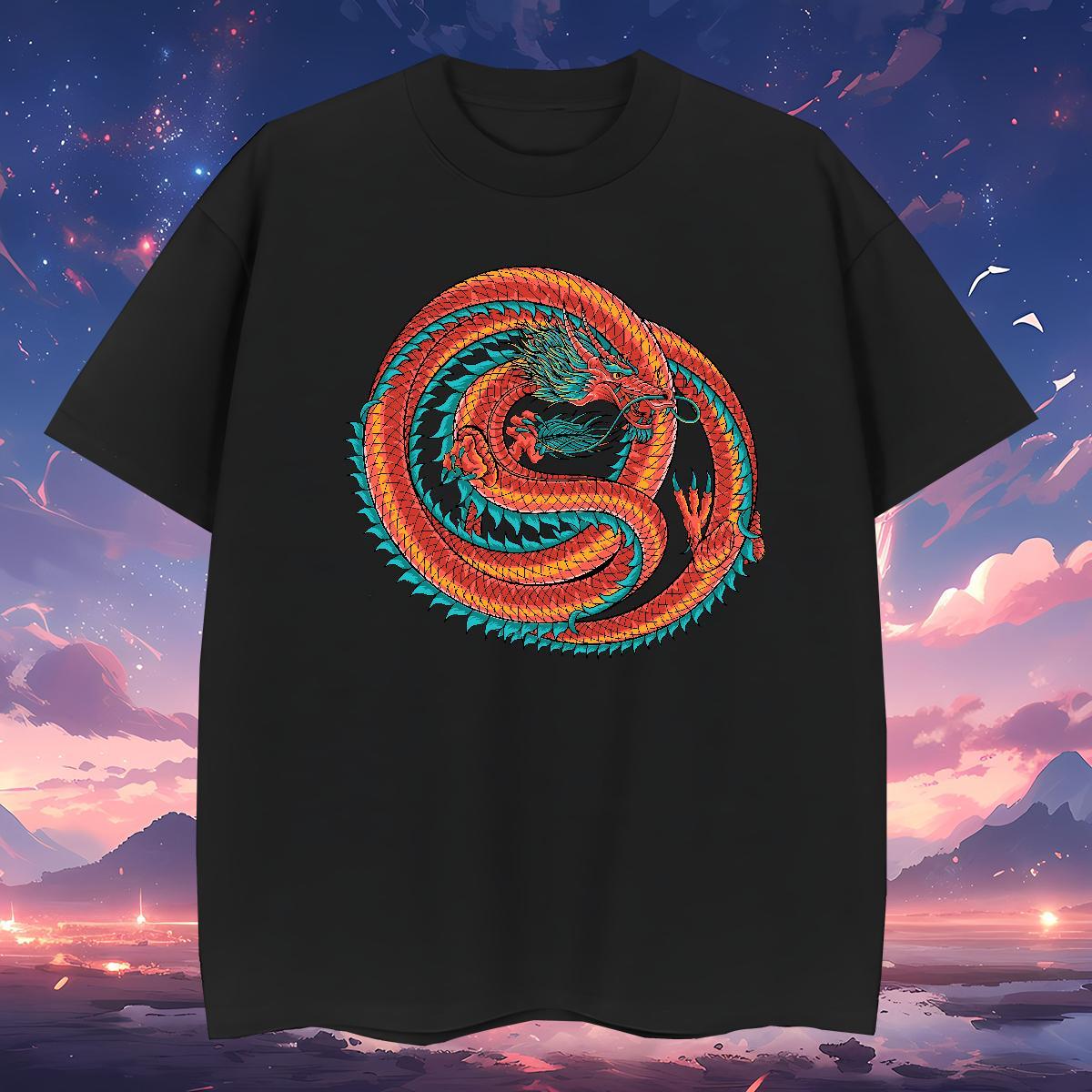 T Shirts Men 230g Cotton dragon High Street Hip Hop Pure Cotton Custom Printed Men Tops Tees New Designer Free Shipping Tshirts