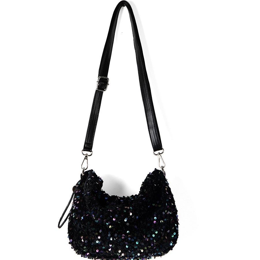 Fashion colored sequin crossbody bag for women in summer, blingbling shoulder bag, niche personality drawstring handbag