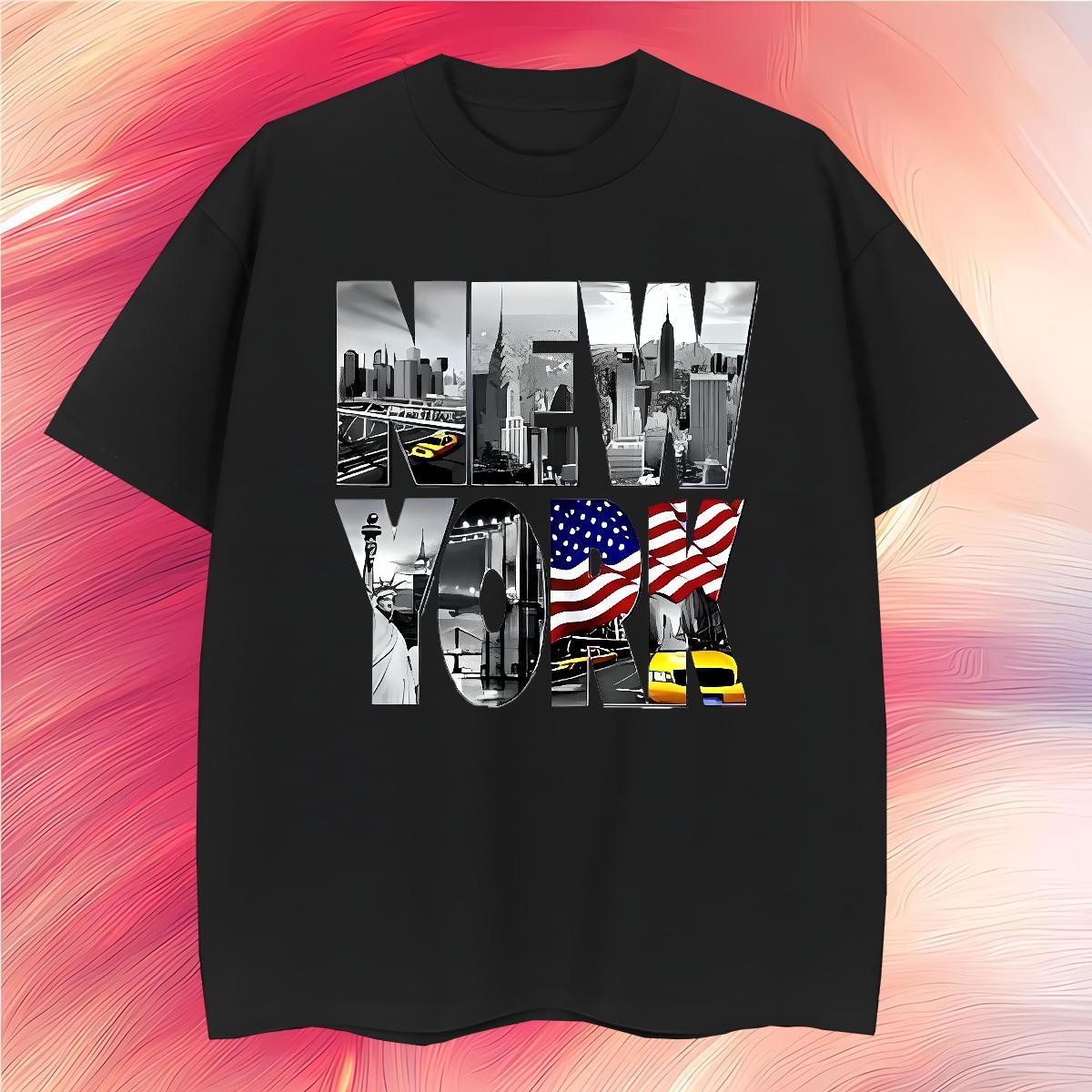 Loose New York 230g Pure Cotton Men Tops Tees Sport Breathable Short Sleeve Men T Shirts Brand Custom Cartoon Tshirts