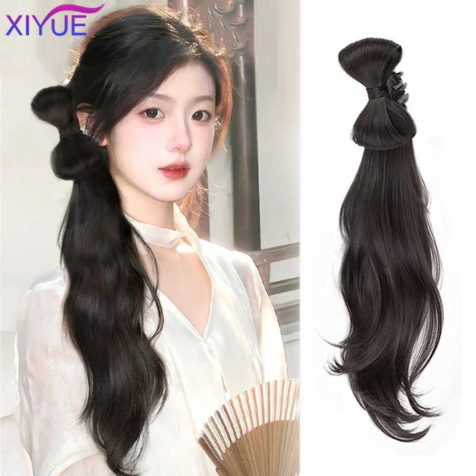 Xiyue wigbunnew chinese style ponytail style wig bagancient costume wigcheongsamhair bunheaddresswigancient W240817