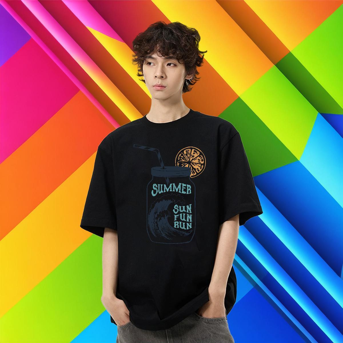 Comfortable Tshirt for Man Woman Casual Daily Wear 230g Pure Cotton Oversized Breathable Short Sleeve sea wave T-Shirts for Men Casual New Tees