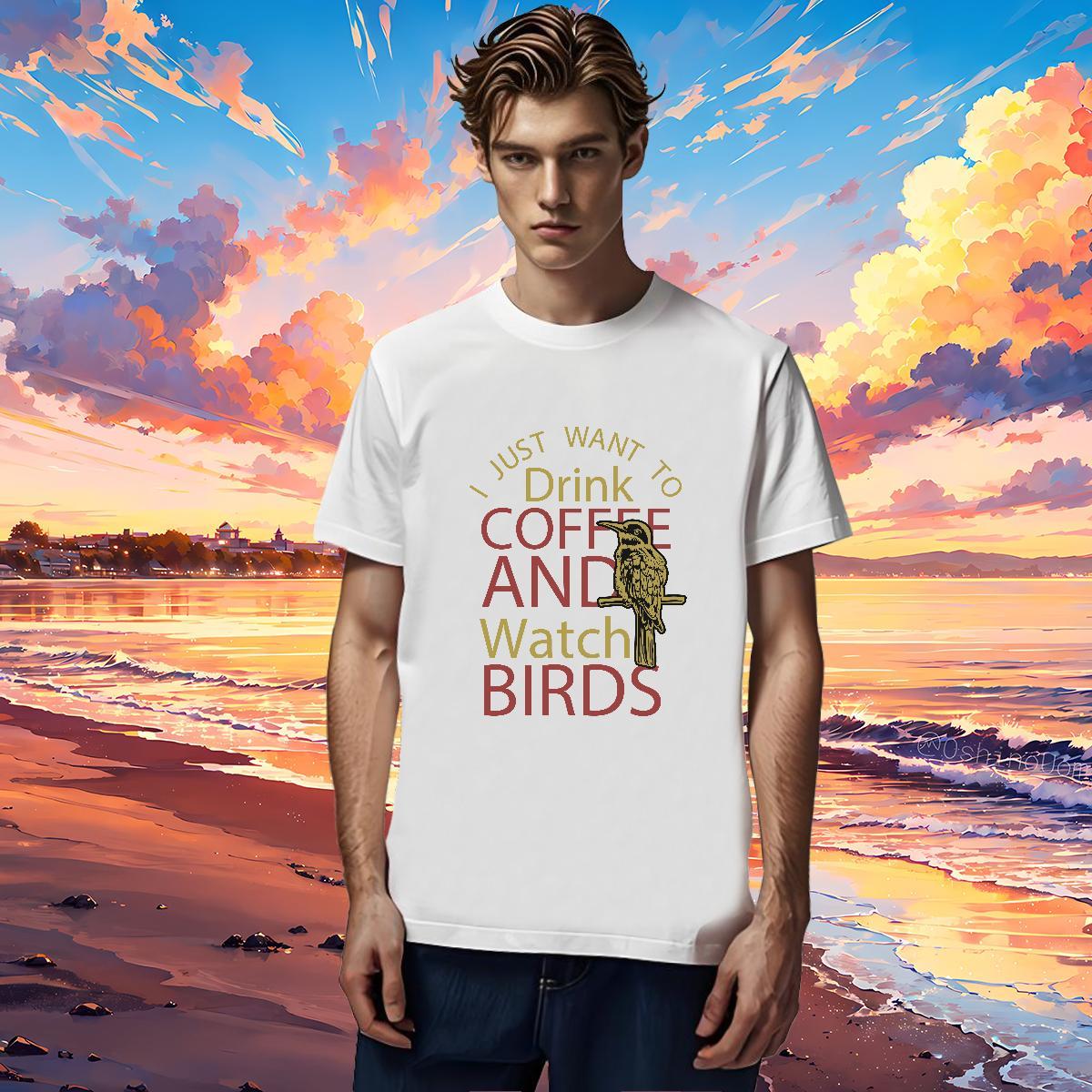 Loose bird 100% Cotton 230g Men Clothes T-Shirt Hip Hop Street Breathable Crew Neck T-Shirts Classic Custom Printing Clothings