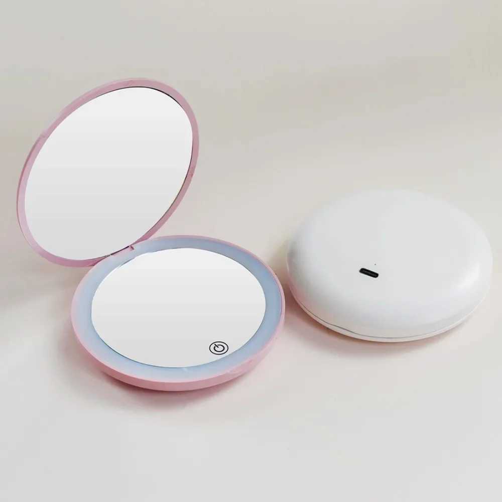 1X/10X Magnification LED Pocket Mirror European Countries Compact Mirror with Light USB CableTravel Y240819