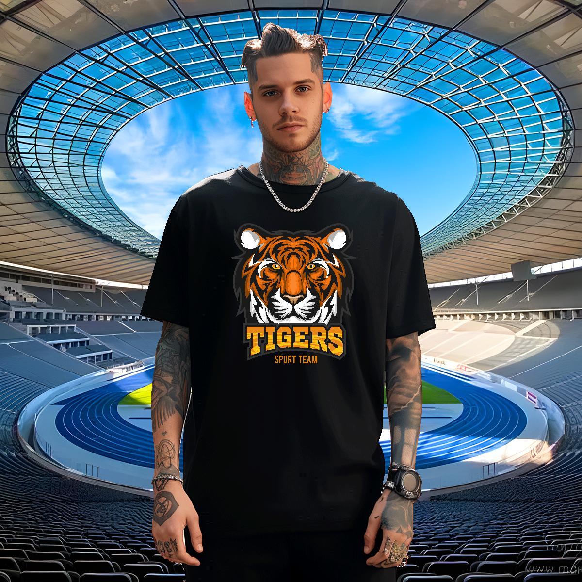 Classic Tshirts Casual Beach 230g Pure Cotton Custom Printed Breathable Short Sleeve tiger Mens T Shirts Designer Fashion Wear