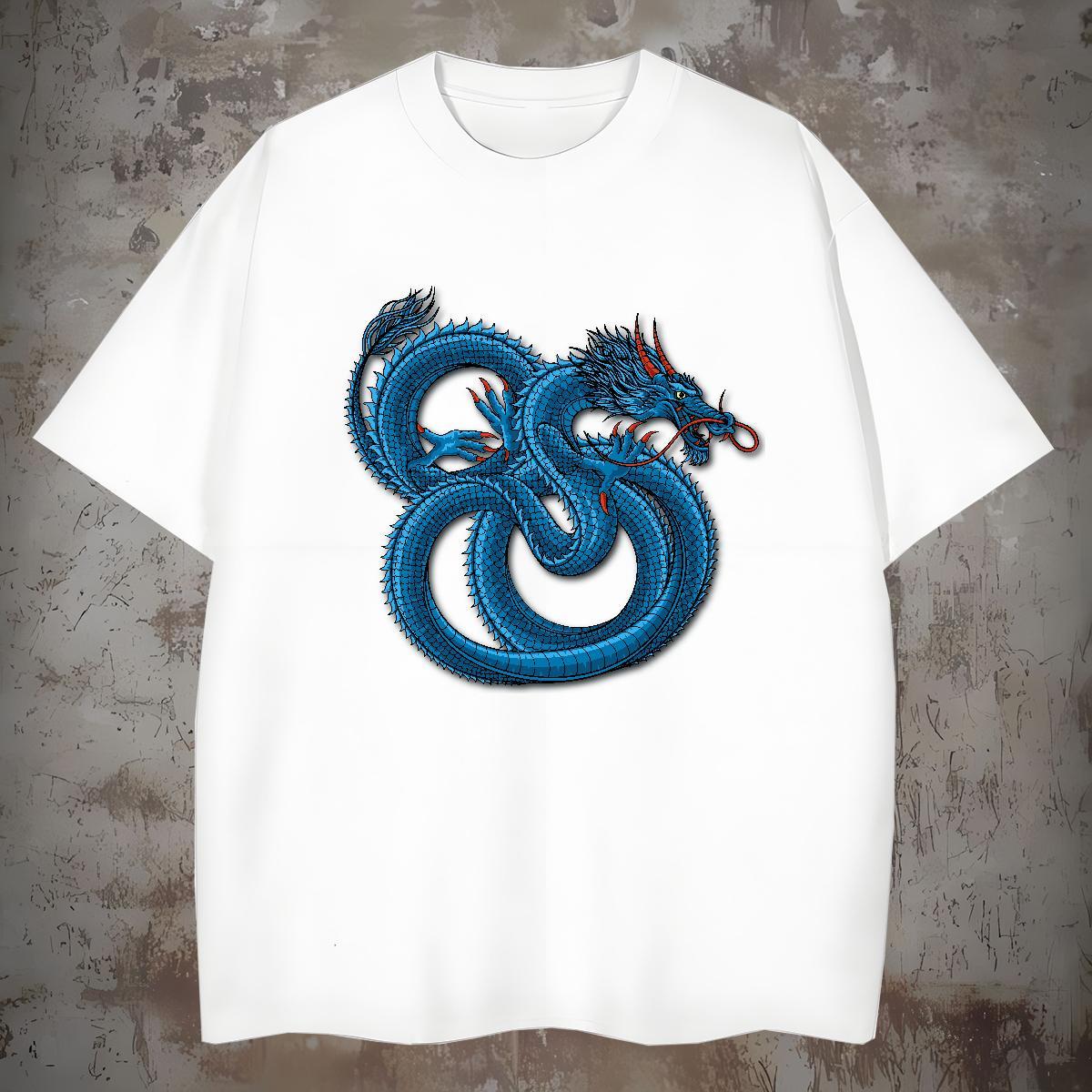 T-Shirts for Men 230g 100% Cotton dragon Hip Hop Street Crew Neck DIY Printed Tshirts Designer Fashion Wholesale Tops