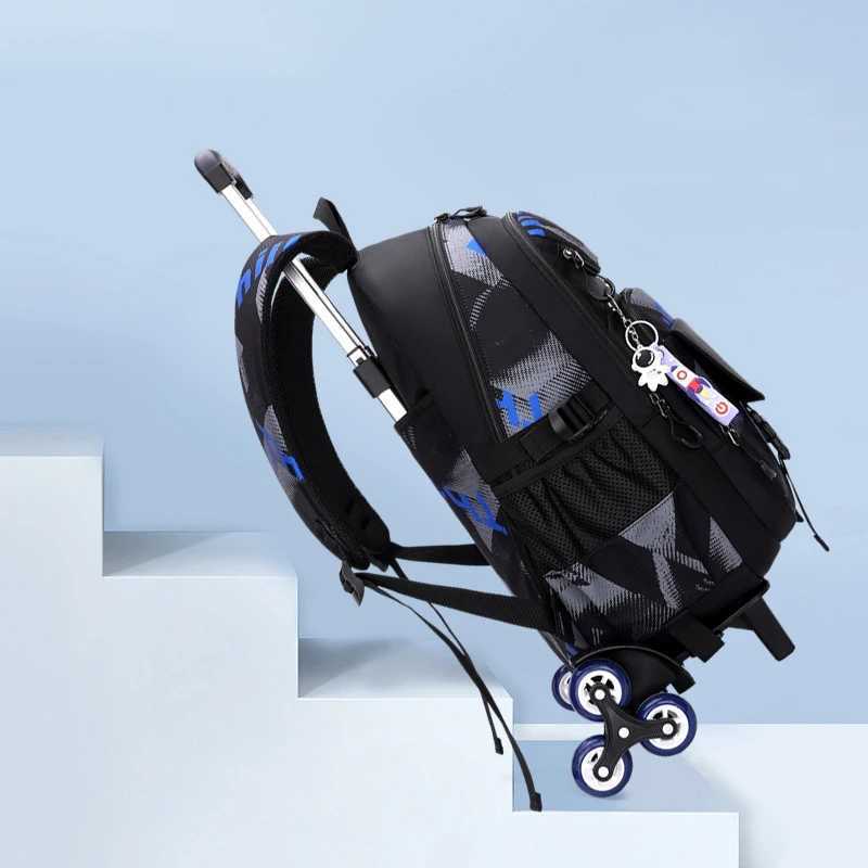 Children School Bag With Wheels School Rolling Backpack Wheeled Bag Students Backpack Kids Trolley Bag For Boys Travel Bag Y240820