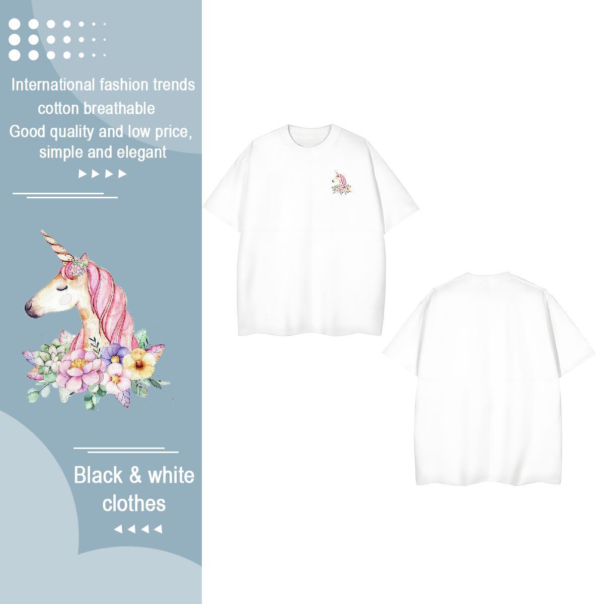 Fashion Design Couples T Shirts horse Sport 230g Cotton Tshirts Short Sleeve Soft Comfortable T-Shirts White Plus Size