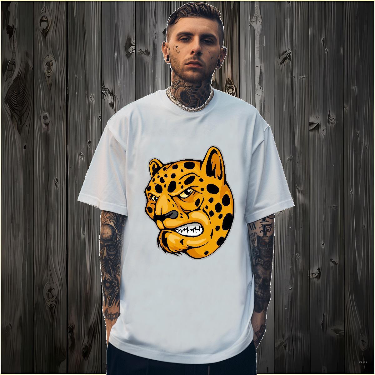 TOP Quality Mens T Shirts leopard Breathable Soft Sports Casual DIY Anime 230g Pure Cotton Couples T Shirts Fashion Design Tshirts