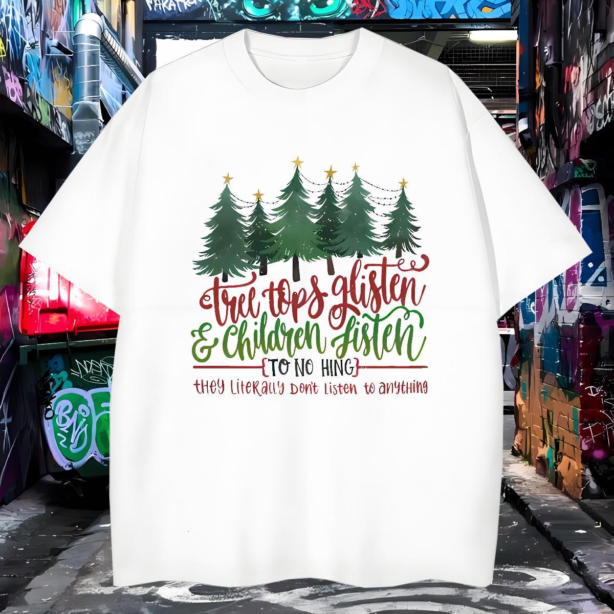 2024 Mens Tshirts tree Casual Beach 100% Cotton 230g Tee Shirt Breathable Crew Neck Loose T Shirt For Man Black Oversized