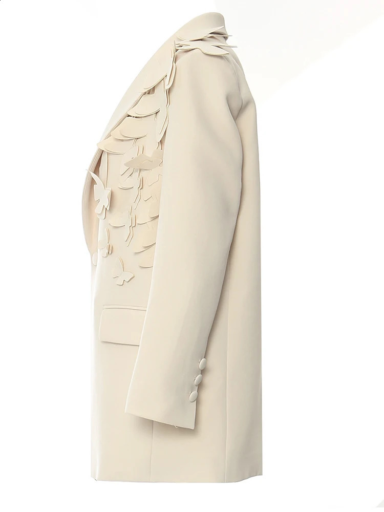 Womens Apricot Butterfly Large Elegant Jacket Style Collar Long Sleeve Fashion Trend SpringSummer 1DH5934 240819