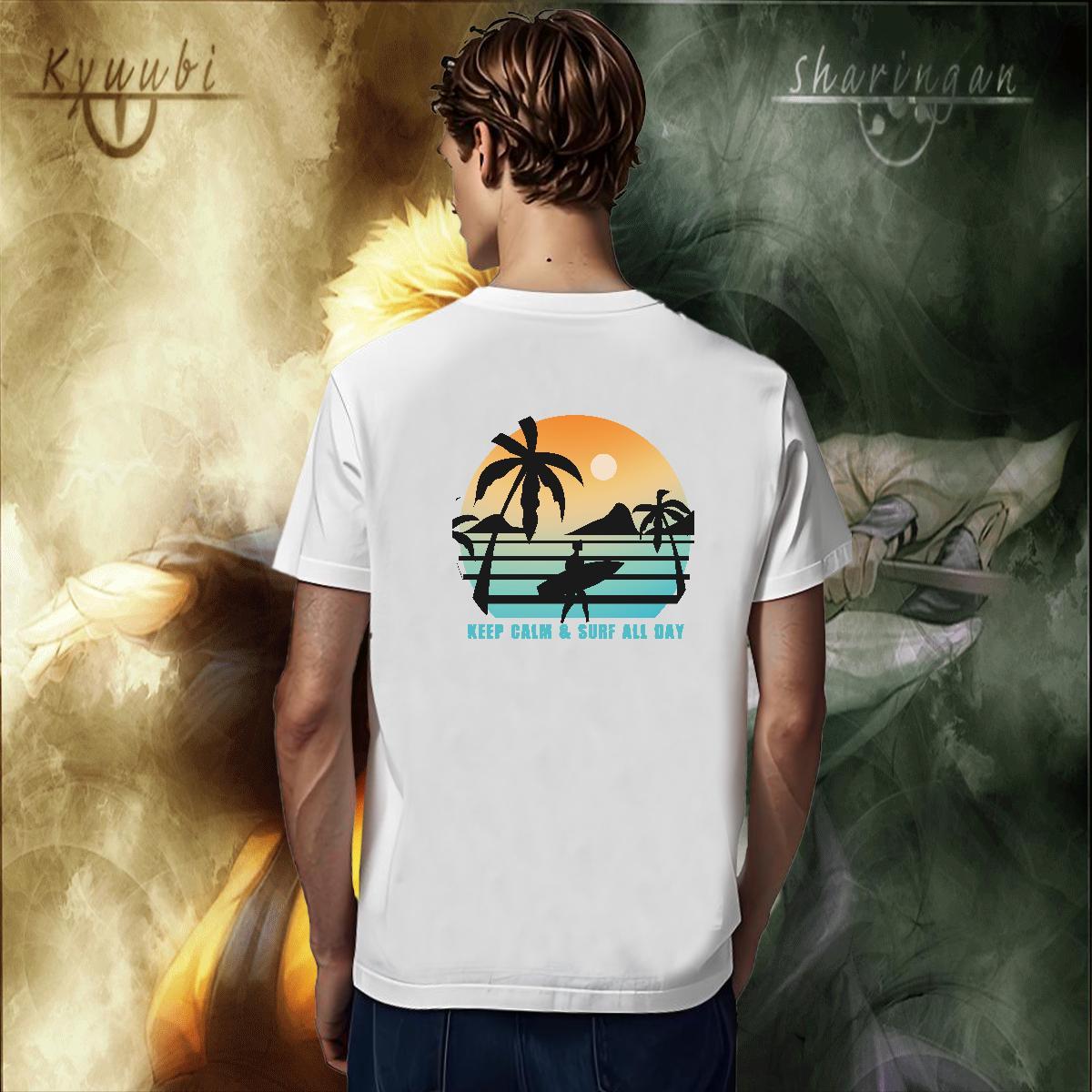 Wholesale Tshirt for Man Woman Spring Summer 230g Pure Cotton DIY Printed Breathable Crew Neck wave T Shirt For Man Fashion Tee Shirt