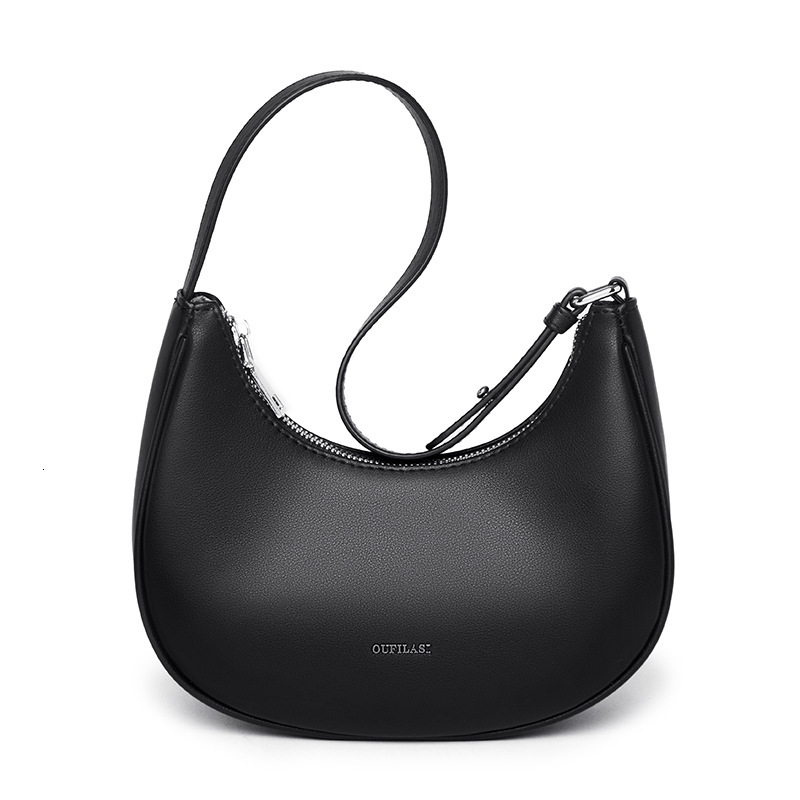 Genuine leather women's underarm niche new fashion simple single shoulder crossbody dumpling crescent tooth bag