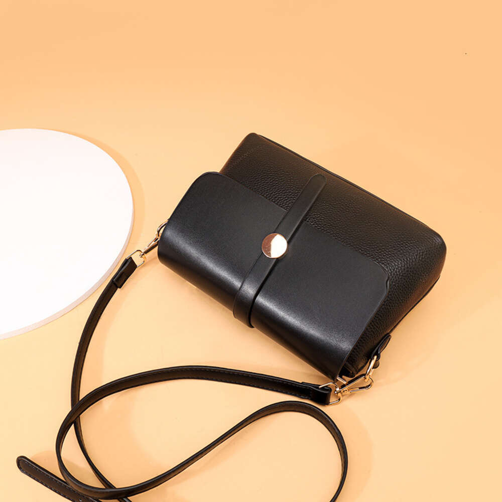 Genuine Leather for Women's Autumn New Fashion One Shoulder Crossbody Top Layer Cowhide Small Square Bag