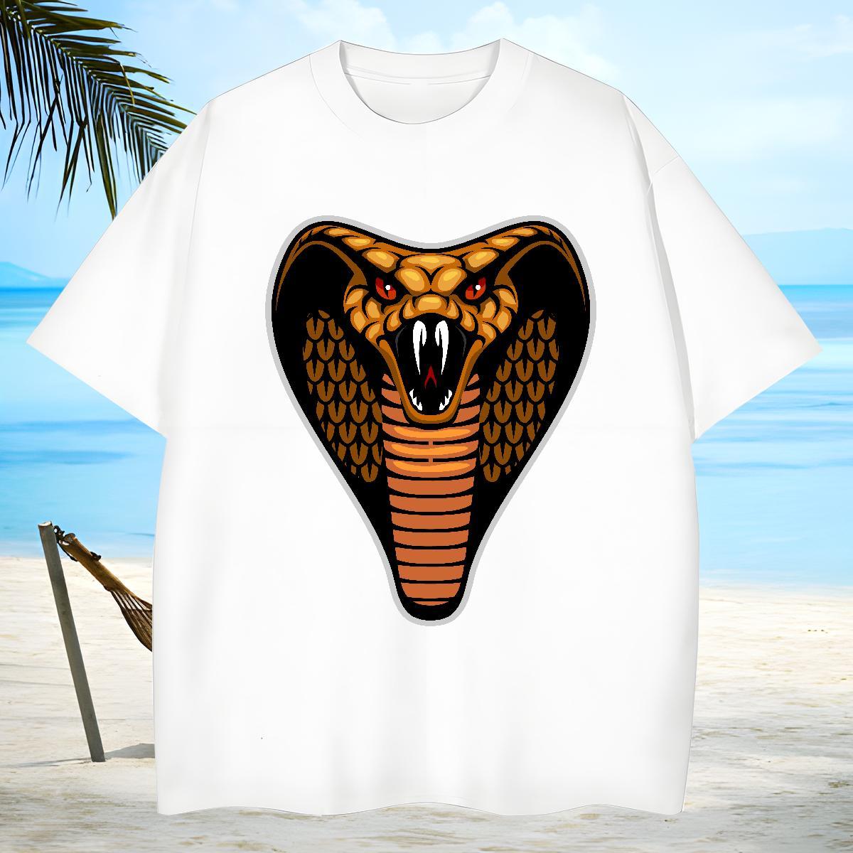 Comfortable T Shirt For Man cobra Breathable Anime Printing Street Customized Print 230g Pure Cotton Men Clothes T-Shirt Casual New Tees Shirts