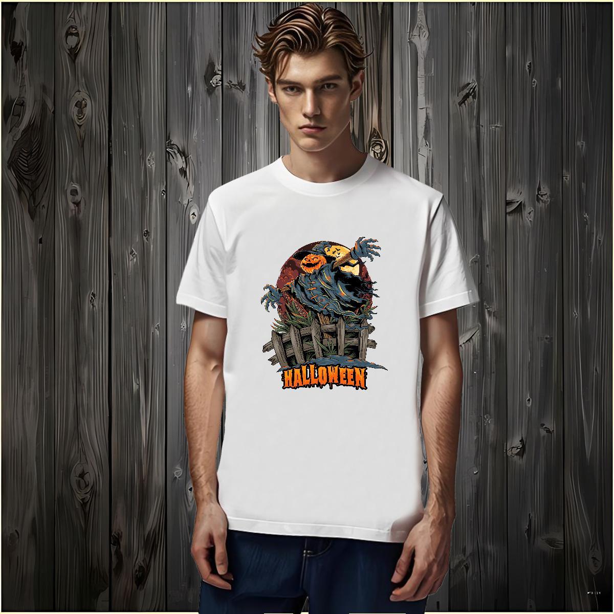 Popular T-Shirts for Men halloween Round Neck Short Sleeve Spring Summer Black Oversized 230g Pure Cotton Mens Tshirts Brand Polos