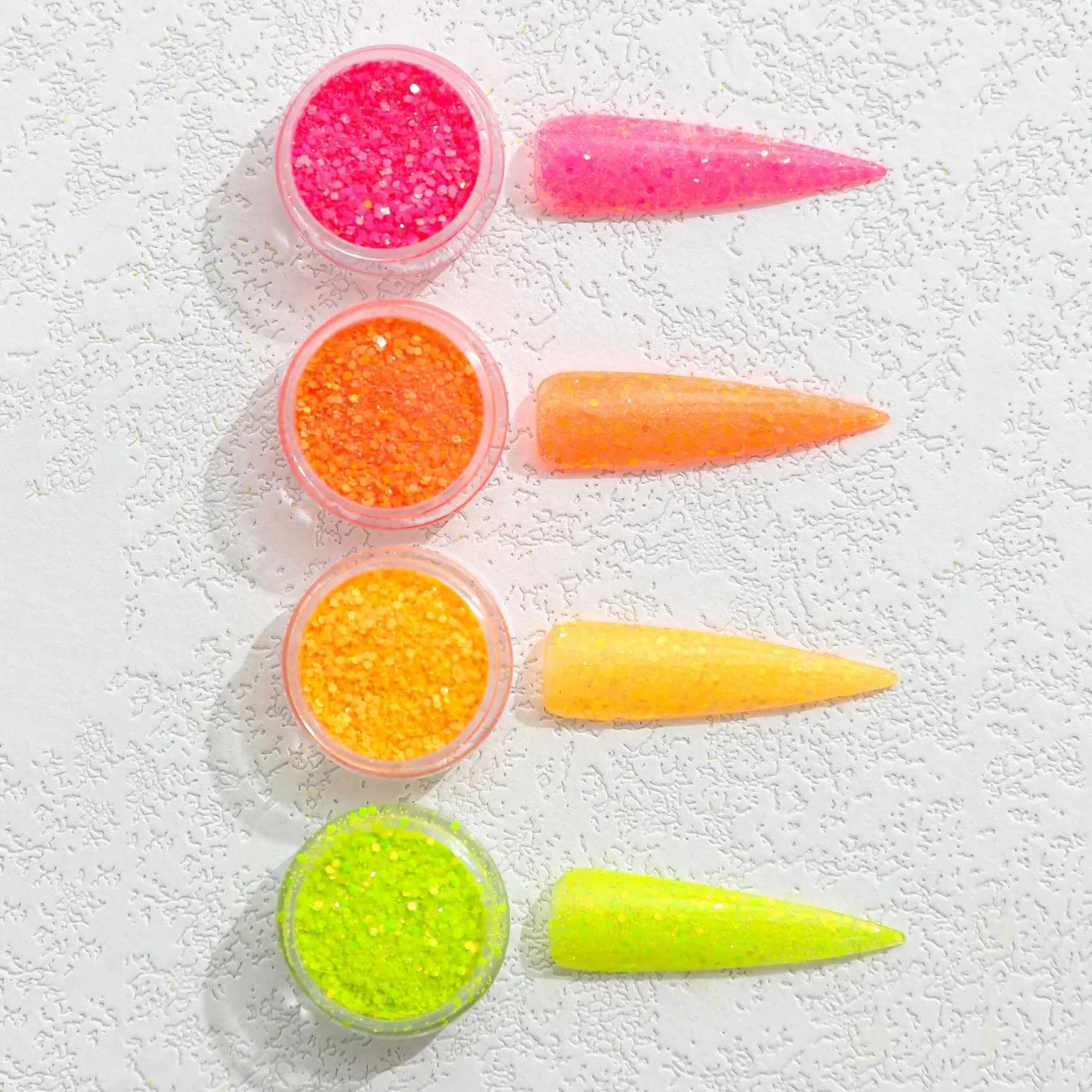4 Bottles Of Neon Nail Glitter Decoration Used For Nail Festival Party Decoration GlitterXJ240815