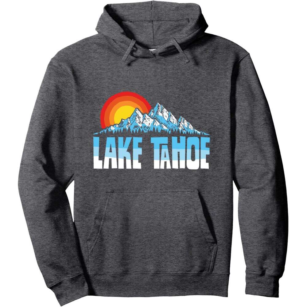 Hoodie for Mens Womens Lake Tahoe Vintage Mountains Sun Hoodie Hoodies sweatshirt pullover jacket Long sleeve