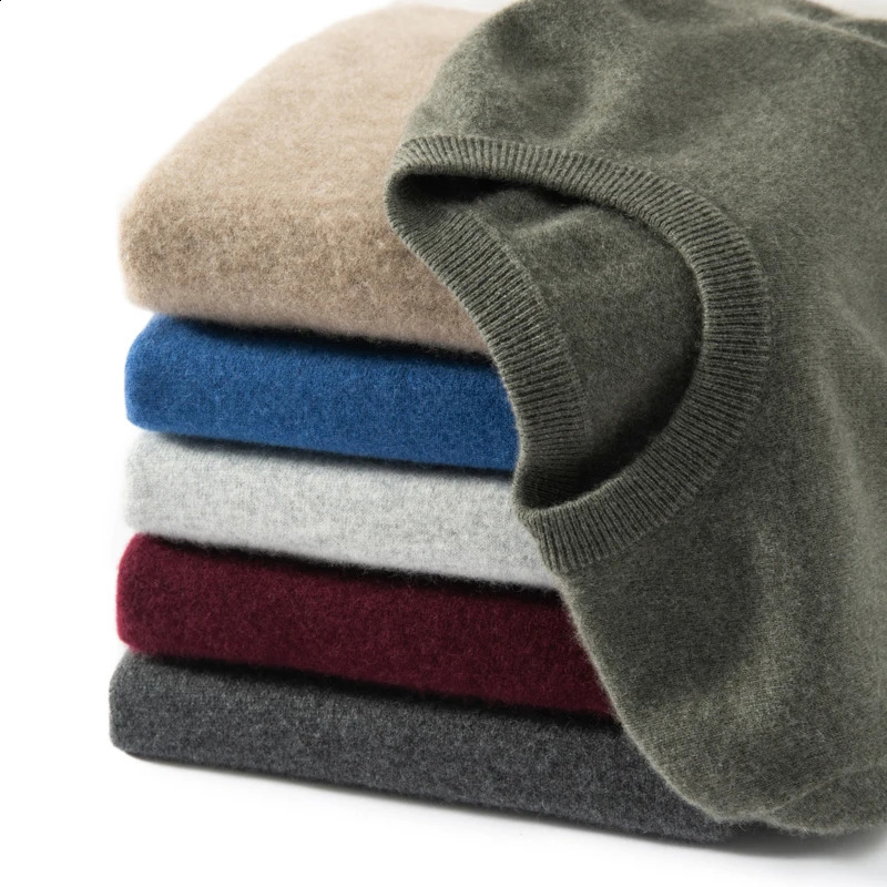 ZOCEPT High Quality 100% Cashmere Mens Sweater Winter Basic Round Neck Casual Soft Long Sleeve Jumping Knitted Pulling Flower 240819