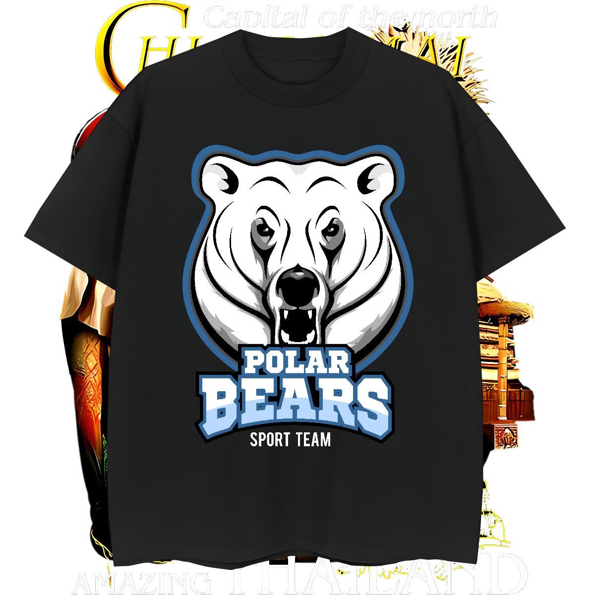 Loose Fit T Shirt For Man bear Pure Cotton Daily Wear Cartoon Print 100% Cotton 230g Men Tops Tees New Arrival Tops Shirt
