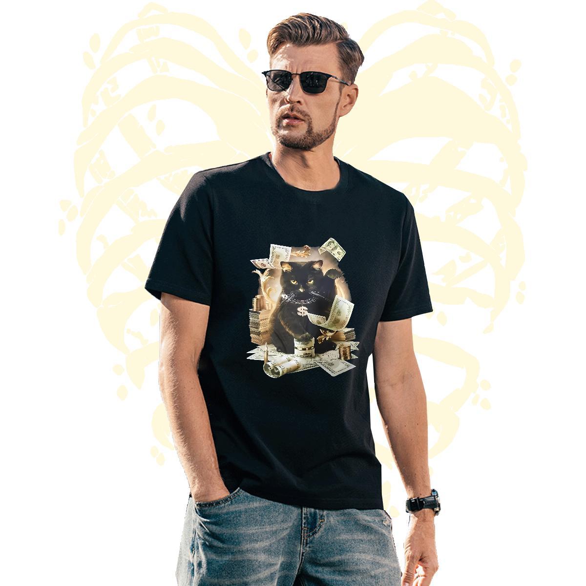 Cool Men T Shirts cat Pure Cotton Home Outdoor Custom Print Plus Size 230g Cotton Couples T Shirts Fashion Wear
