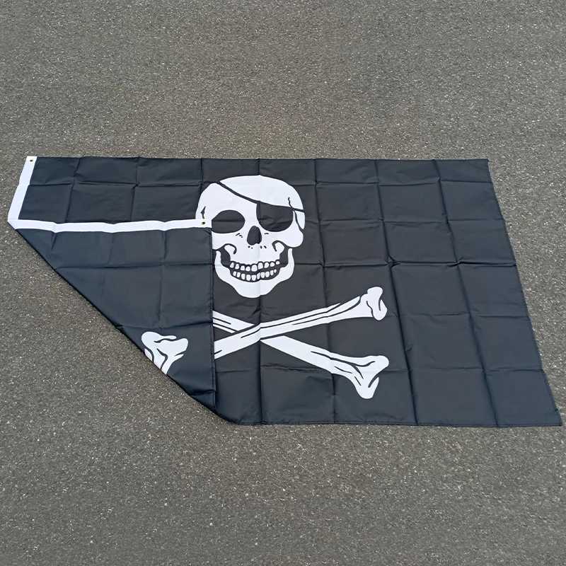 aerlxemrbrae 90x150cm Large Skull Crossbones Pirate Flag Jolly Roger Hanging Pirates bannerXJ240819