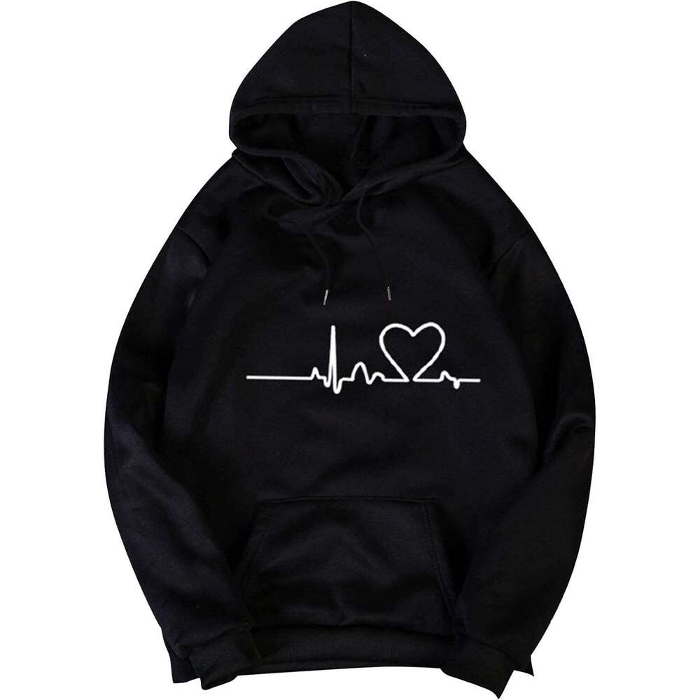 Hoodie for Mens Womens Drawstring Hoodie Long Sleeve Heart Print Pullovers Sweatshirt Hoodies sweatshirts pullover jacket