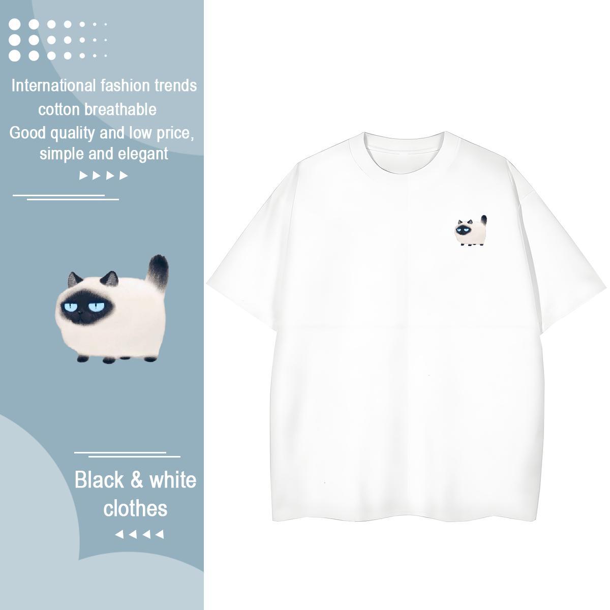 Fashion Design Mens Tshirts cat Street 230g Cotton Clothings Crew Neck Designer Man T Shirts Oversized 4XL