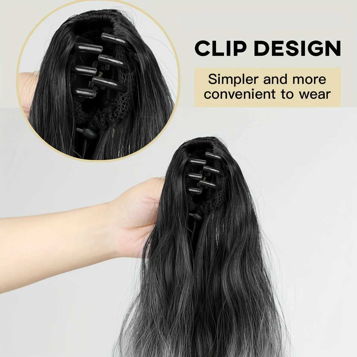 18 inch synthetic fluffy Wig gradient water pattern grab clip with long curly hair ponytail female hair accessory extension W240817