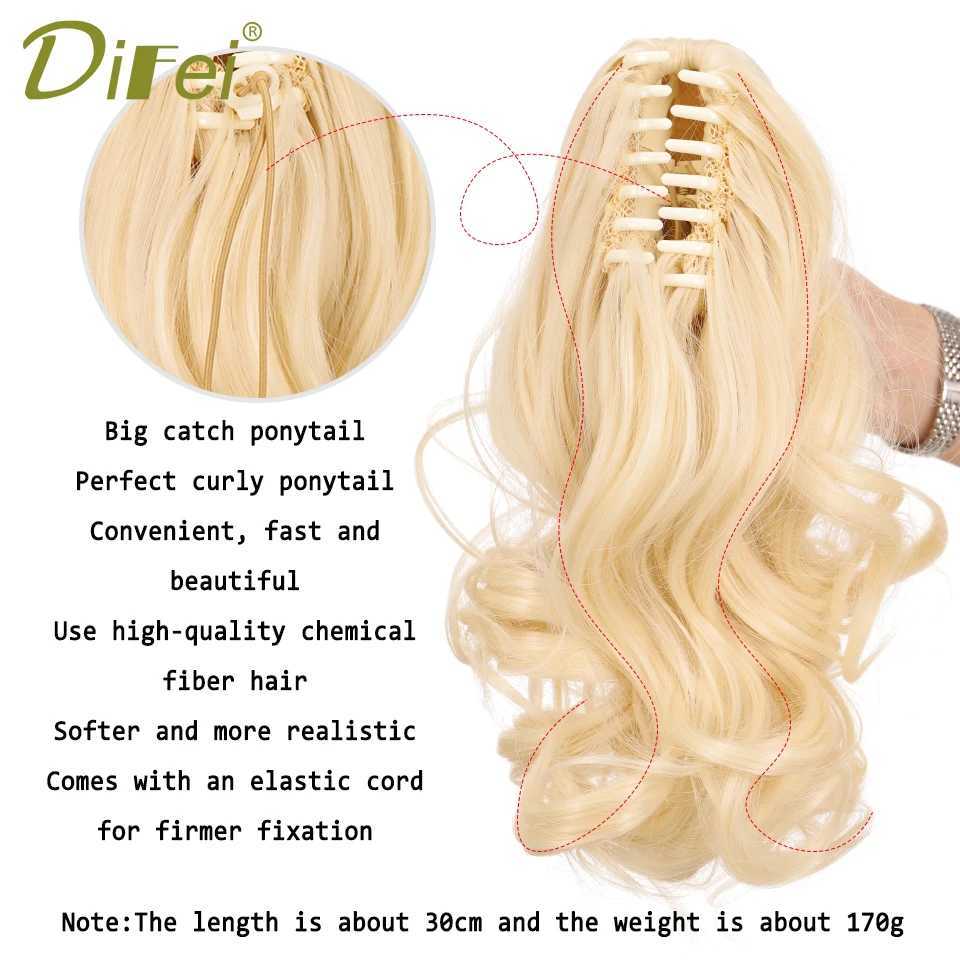 DIFEI synthetic wig ponytail hair extension wig natural black heat-resistant female wig clip ponytail curly hair W240817