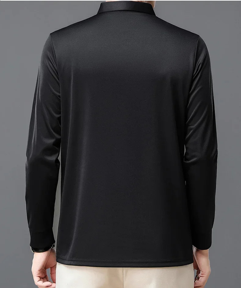 Spring and Autumn Long Sleeve Tees Man Business Casual Polo Shirts for Men Lapel Printed T-shirt Fashion Polos Para Hombre 240820