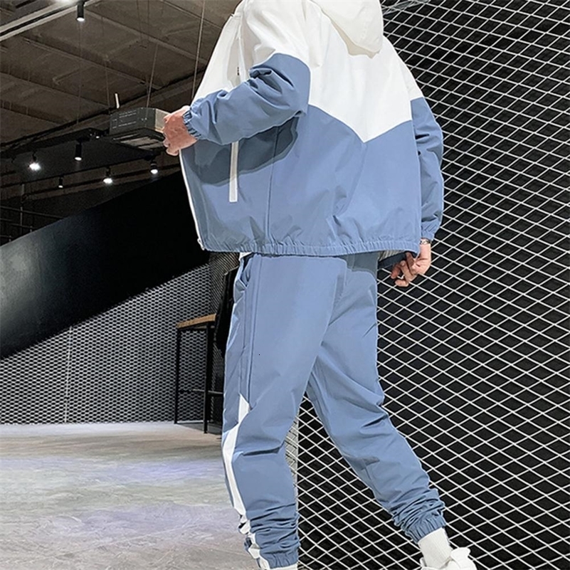 2pcsSet Mens Sets Zipper Hooded Cardigan Coat Long Pants Two-piece Set Men Tracksuits conjuntos masculinos 240819