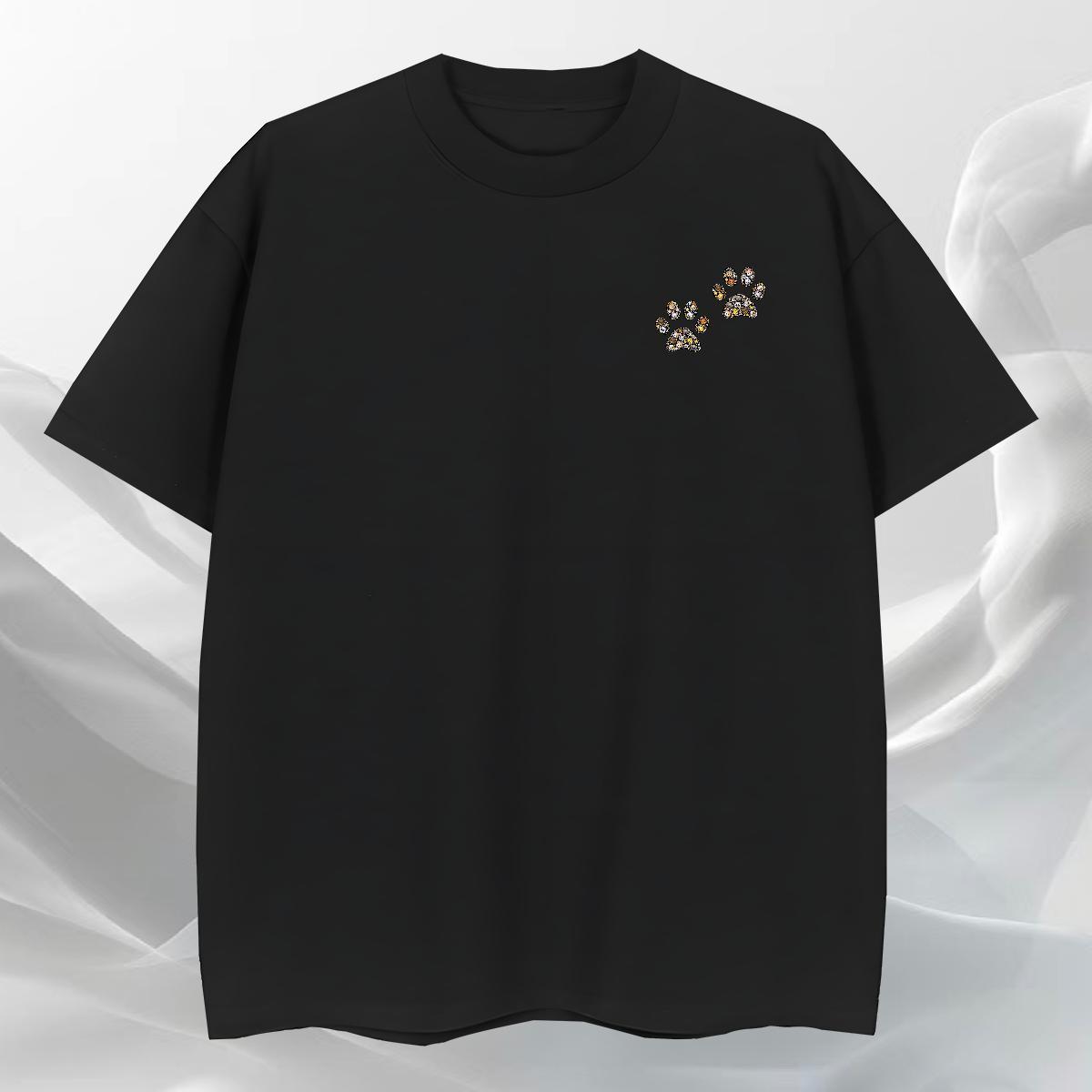 Loose Men Tops Tees Casual 230g Cotton DIY Logo Oversized Breathable Soft dog's paw T shirt Factory Direct Clothes
