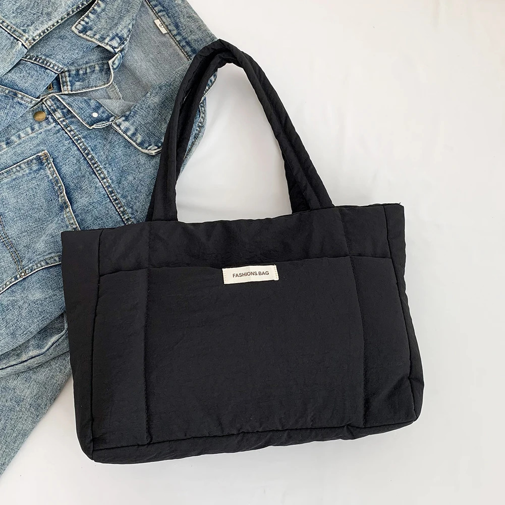 Women Quilted Tote Handbag Versatile Padded Shoulder Bag Large Capacity Puffer Tote Bag Daily Dating Bag 240819
