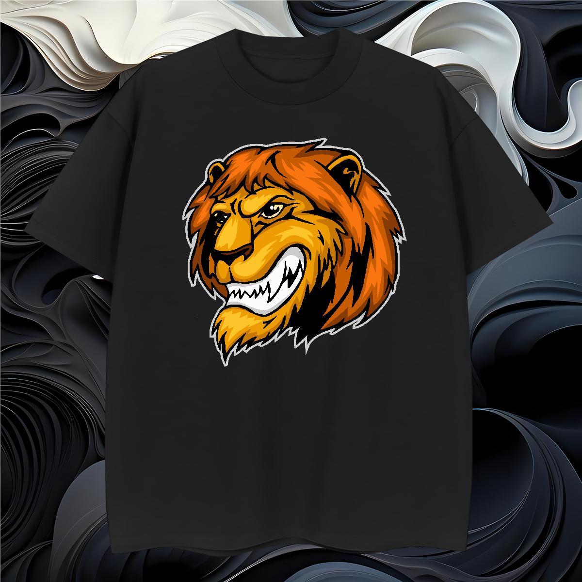 Fashion New Mens Tshirts lion Sport 100% Cotton 230g Tops Shirt Breathable Soft Comfortable Men T Shirts Cartoon Printing L-4XL