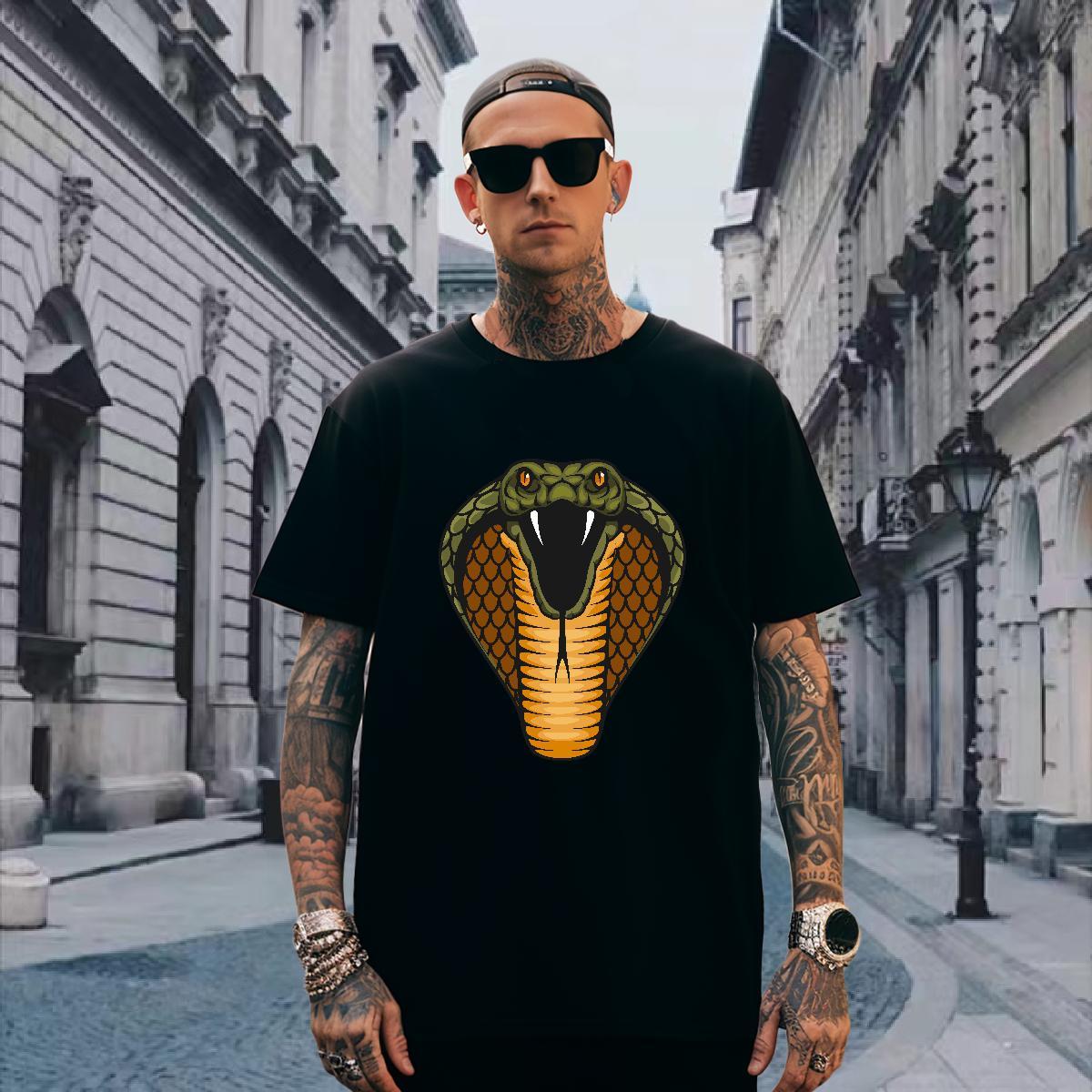 T shirt 230g 100% Cotton cobra Casual O-Neck Short Sleeve Custom Big Size Men Tops Tees Fashion Casual Comfortable Tees Shirts