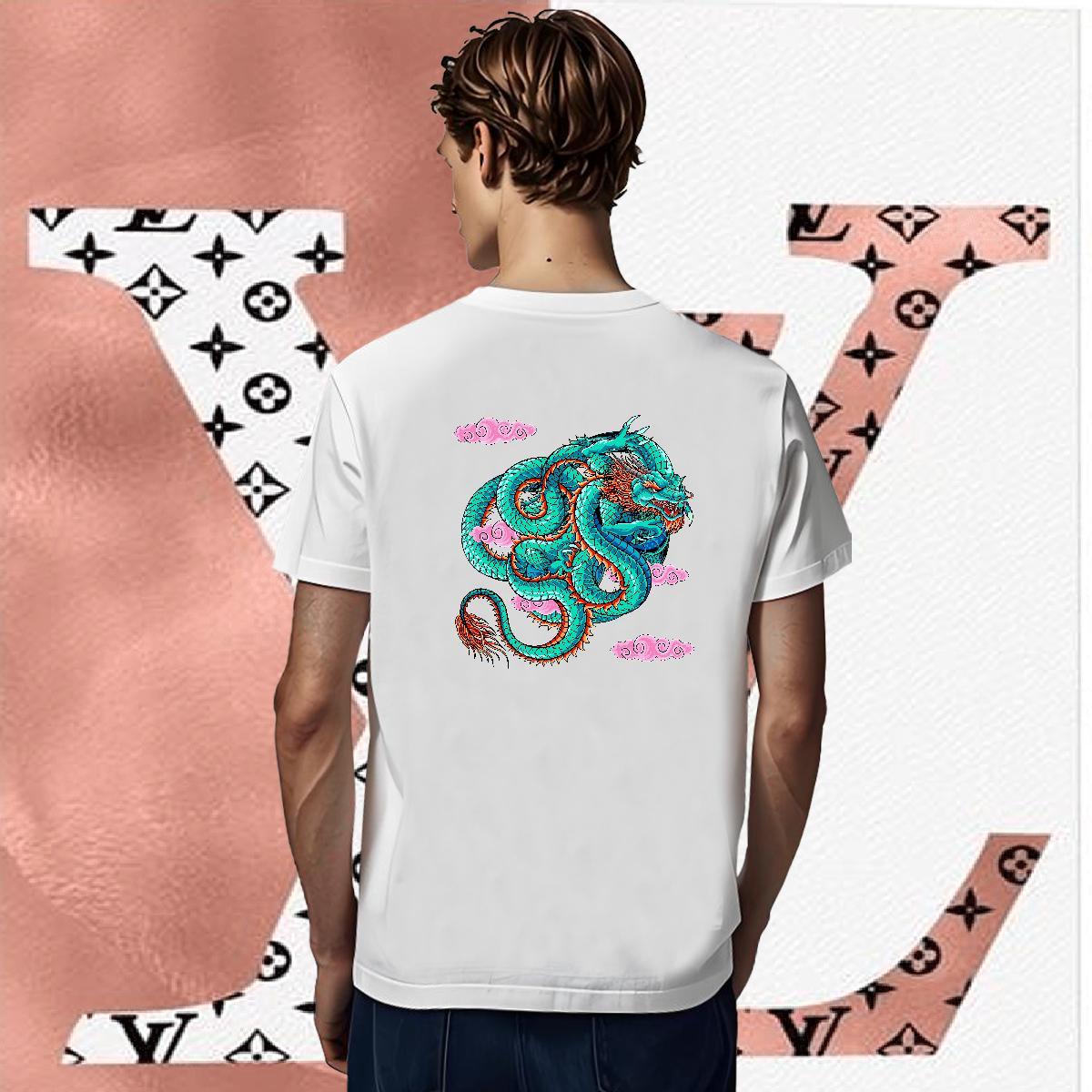 T Shirt For Man 230g Cotton dragon Sports Casual Short Sleeve O-Neck Skull Men Tshirts Casual New Loose Fit Tops Tees