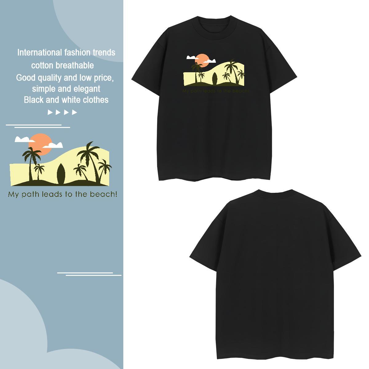 Cool Design wave 230g Cotton Men Tees High Street Hip Hop Breathable Short Sleeve T Shirt For Man Classic DIY Logo Oversized Clothes