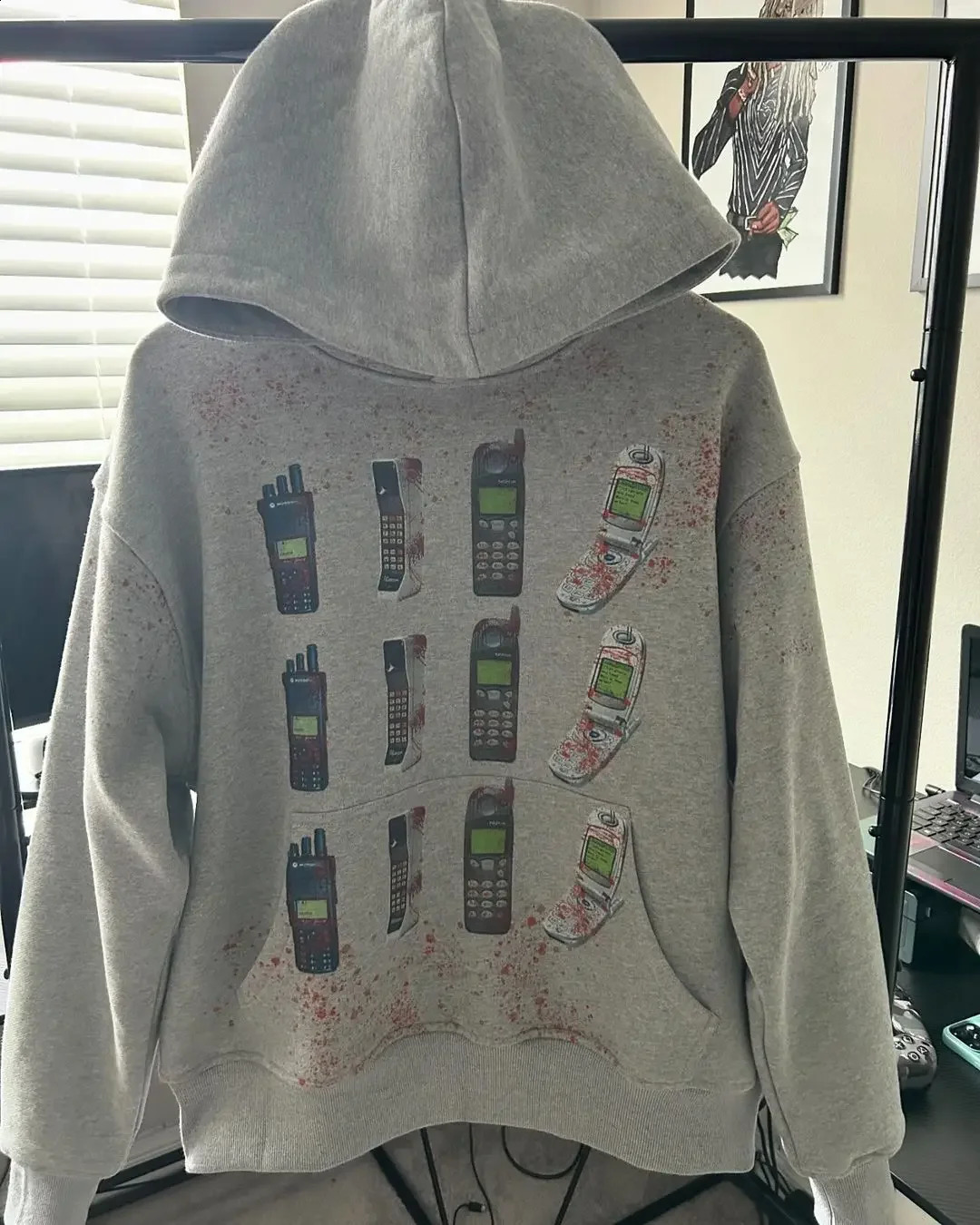 Harajuku Beiri Bloody Service Phone Hoodies Women Streetwear Oversized Hoodie Y2k Top Sweatshirt Casual Tracksuit Men Clothing 240819