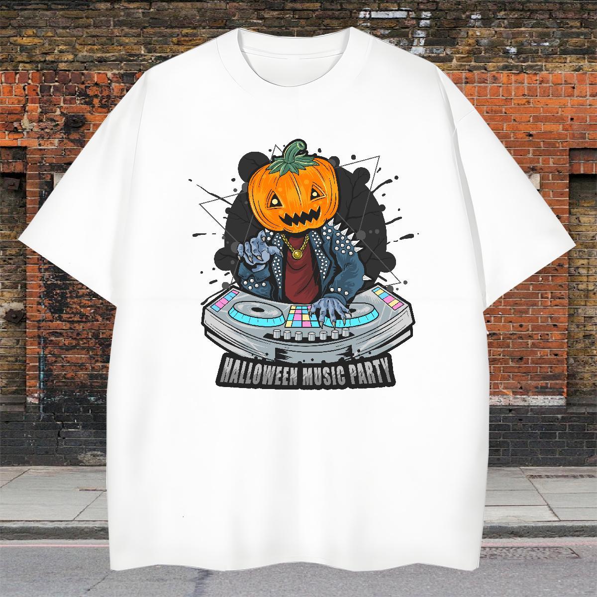 Fashion Men Tshirts halloween Outdoor 230g 100% Cotton Clothes Short Sleeve O-Neck Comfortable Man T Shirts DIY Printed