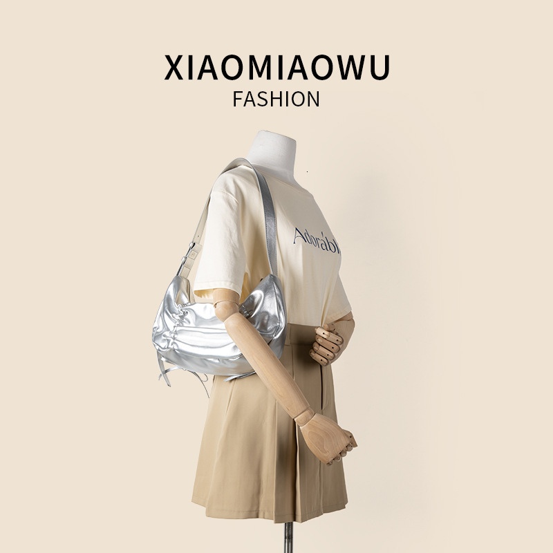 Korean version of new drawstring pleated armpit with high-end feel, bow single shoulder bag, summer style women's versatile dumpling bag