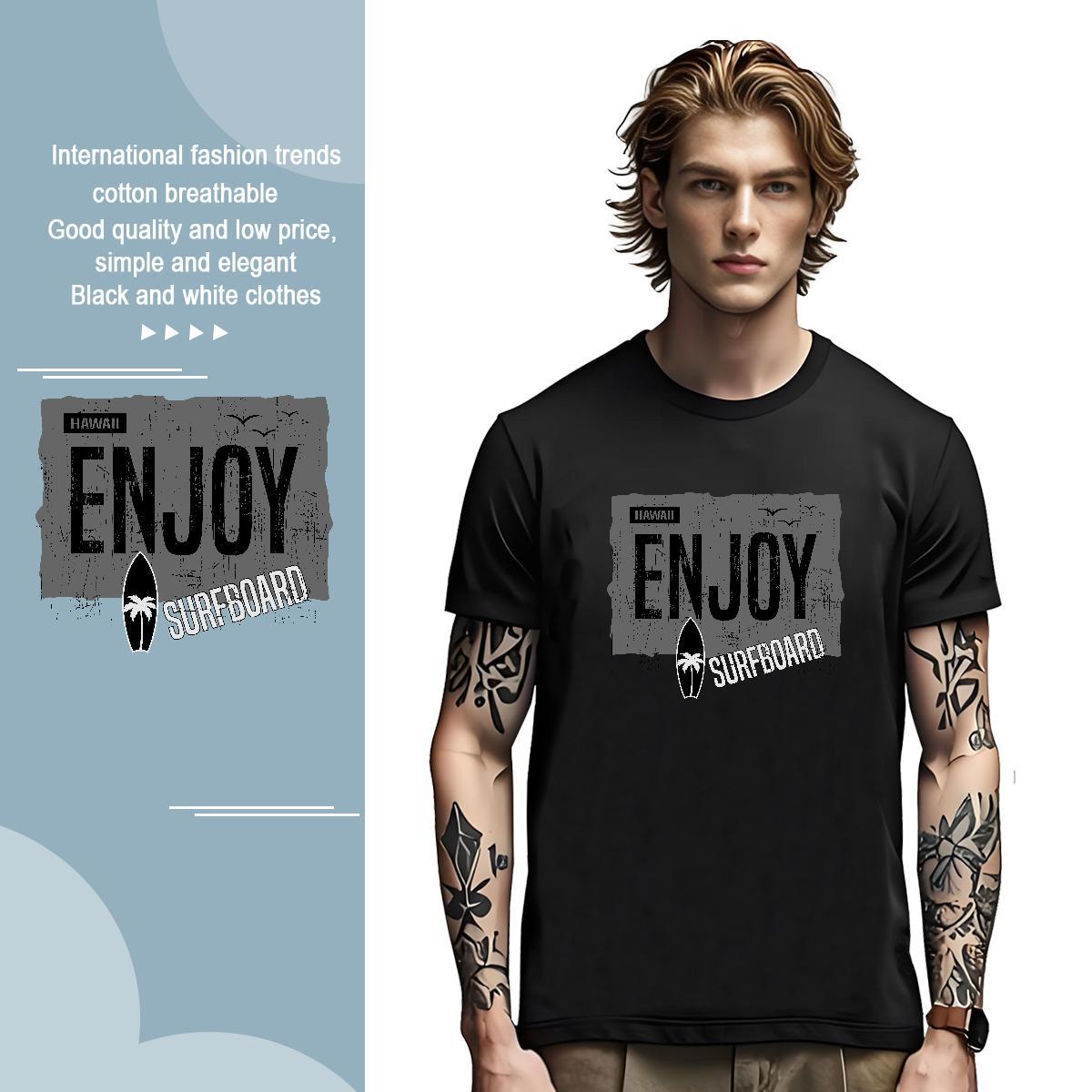 Designer enjoy Man T Shirts High Street Hip Hop Men Clothes T-Shirt 230g Pure Cotton 2024 Designer Breathable Crew Neck Oversized 3XL 4XL Tshirts