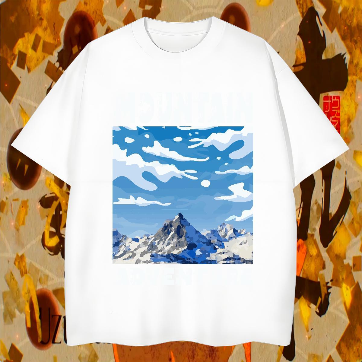 Cool Design Tshirt for Man Woman Beach 100% Cotton 230g Oversized 3XL 4XL Breathable Crew Neck mountains Men T Shirts Fashion New Tops Shirt