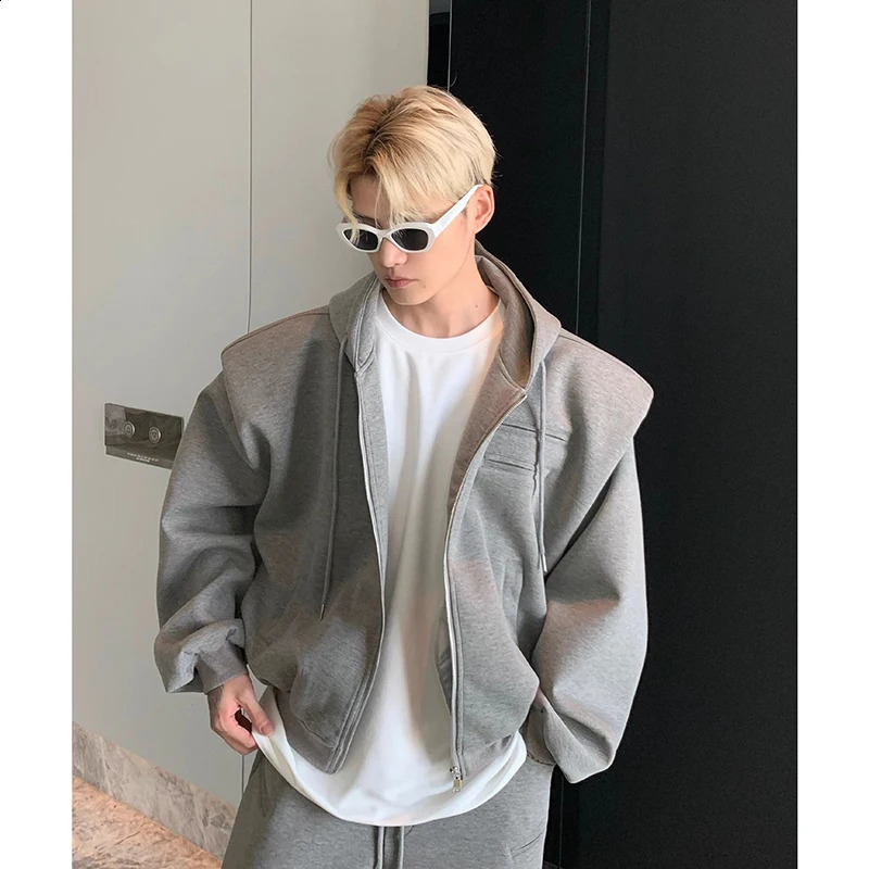 Korea Sport Casual 2 Pcs Set Mens High Street Hooded Cardigans JacketsStraight Wide Leg Pants Male Retro Sets Spring Autumn 240819