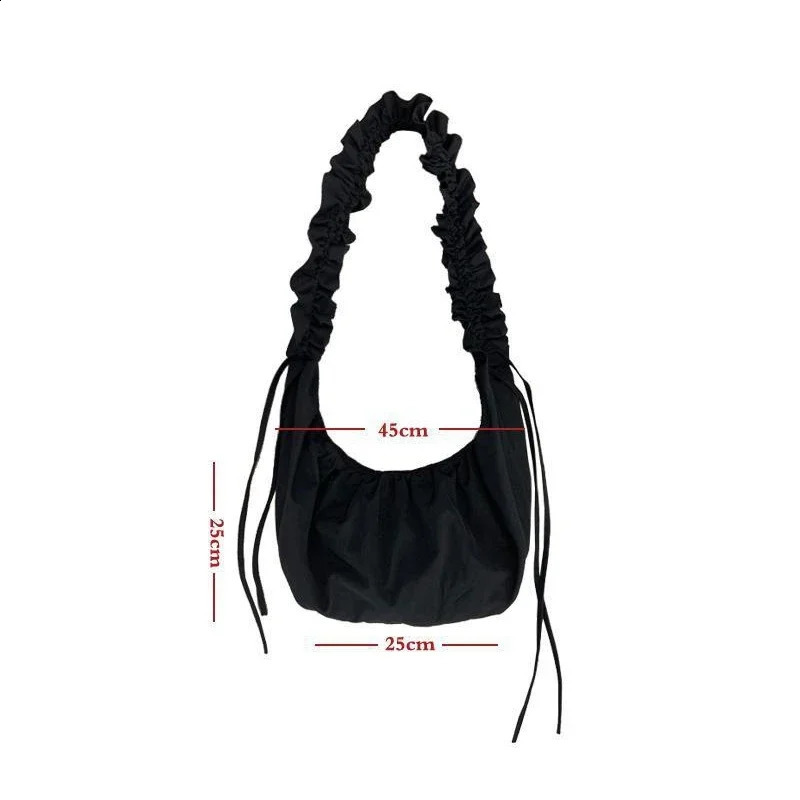 Pleated Womens Shoulder Bag Korean Style Solid Color Large Capacity Fashion Purse Simple Crossbody Bags for Girls 240820ZYl