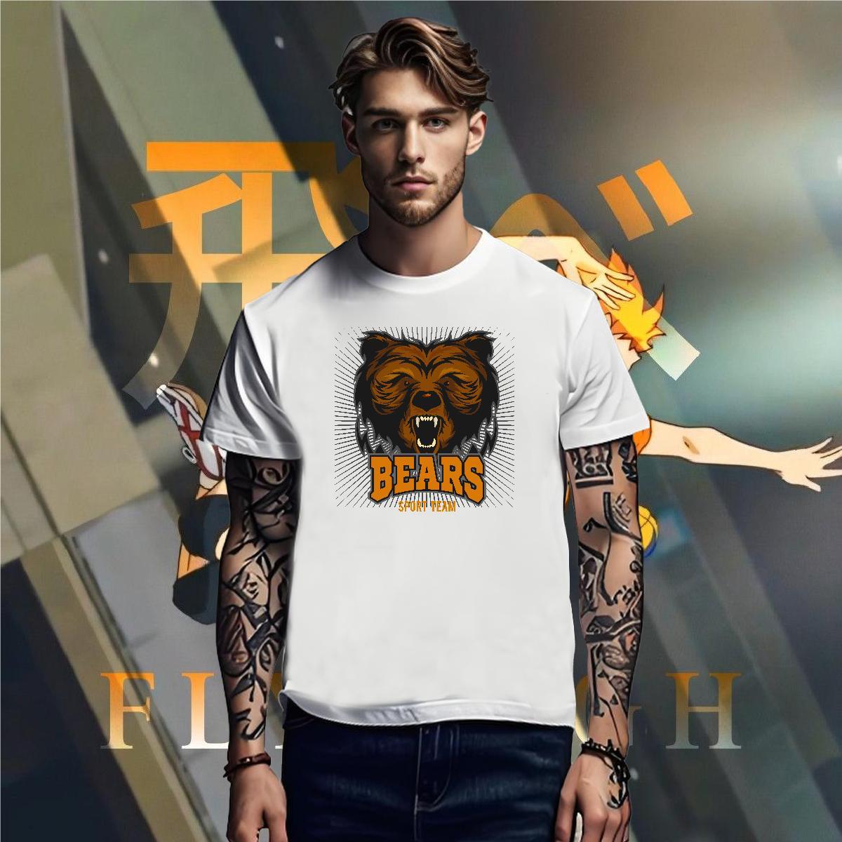 Man T Shirts 100% Cotton 230g bear High Street Hip Hop Breathable Short Sleeve Asian Size Men Clothes T-Shirt Stylist Cool Design Polos