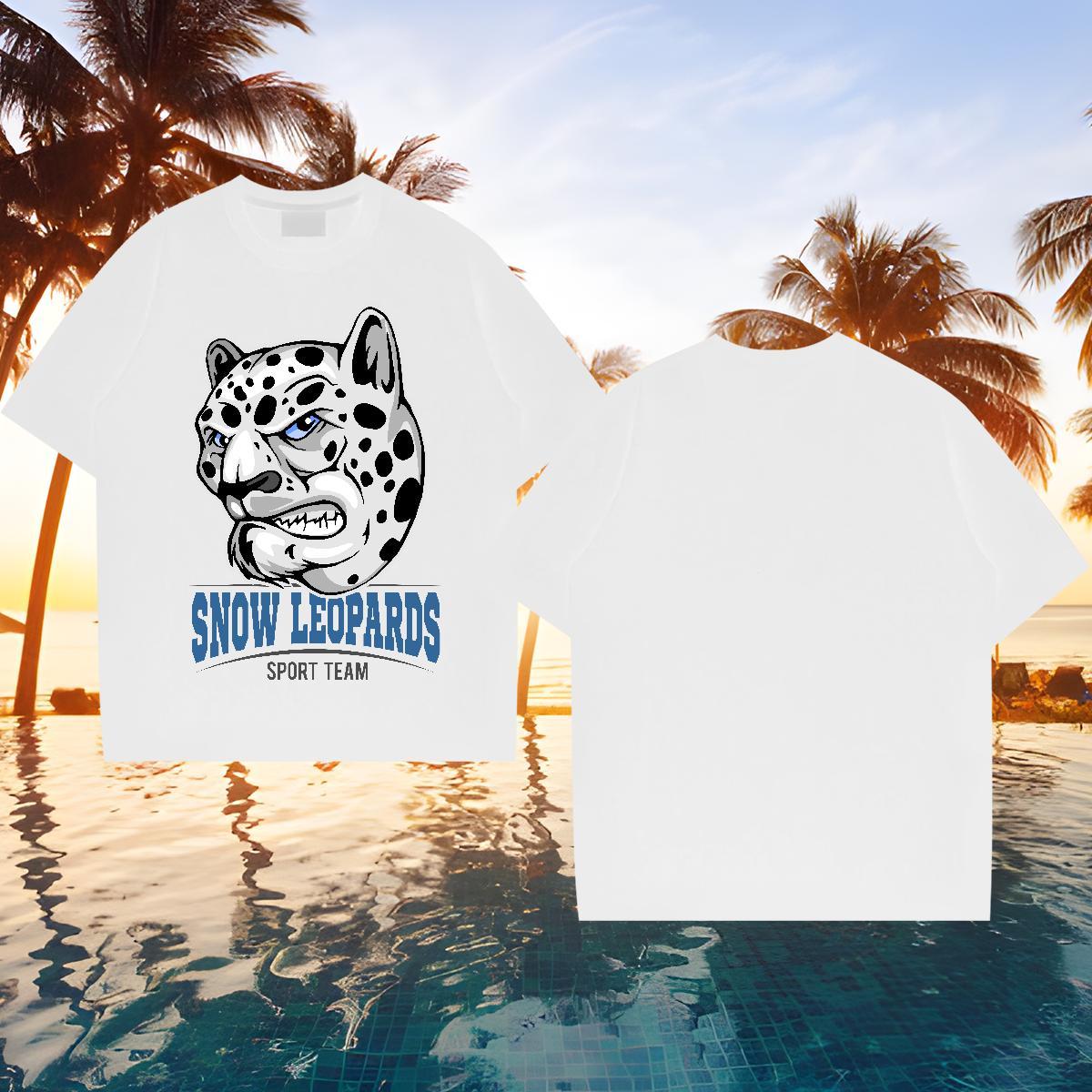 Loose Fit Man T Shirts leopard Breathable Short Sleeve Spring Summer DIY Logo Oversized 230g Cotton Men Tshirts Fashion Design Tops