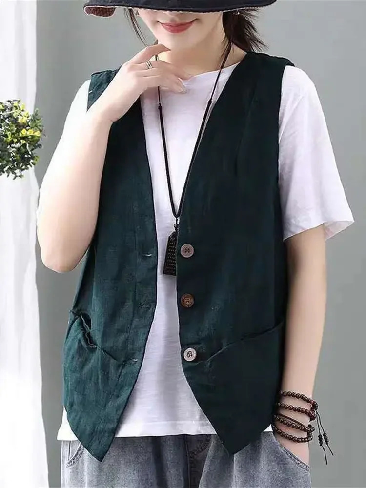 Fashion Full Match Tank Top Womens Minimalist Elegant Retro Summer Sleeveless Casual Single Chest Coat 240819
