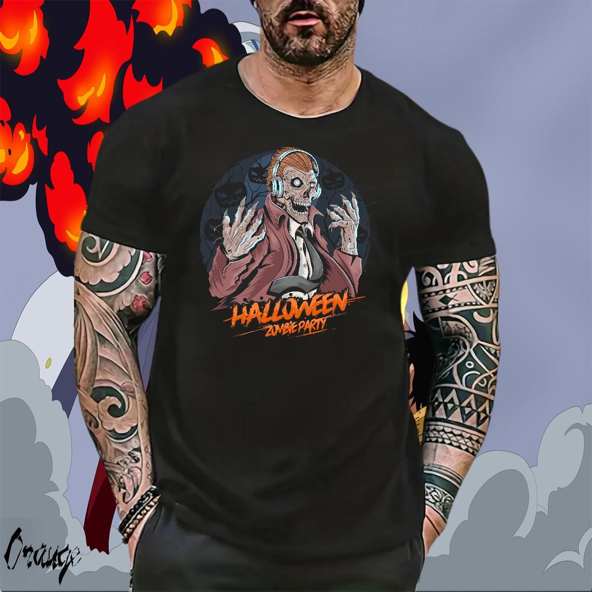 New halloween Mens Tshirts 230g Pure Cotton Mens T Shirts Custom Printed Hip Hop Street Breathable Short Sleeve Comfortable Tees