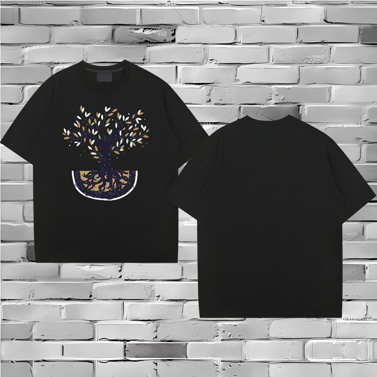 2024 Designer Tshirts tree Daily Outfit 230g Pure Cotton Tops Crew Neck Breathable Brand T Shirt For Man Custom Printing