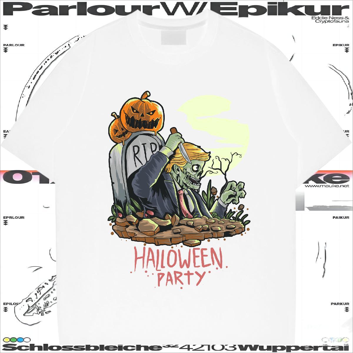 Cool T-Shirts halloween Breathable Crew Neck Casual Daily Wear Cartoon Print 230g Pure Cotton Couples T Shirts Fashion New Tee Shirt
